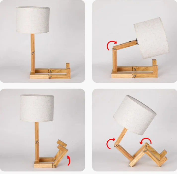 Lampe de chevet en bois en forme de robot - Image 3
