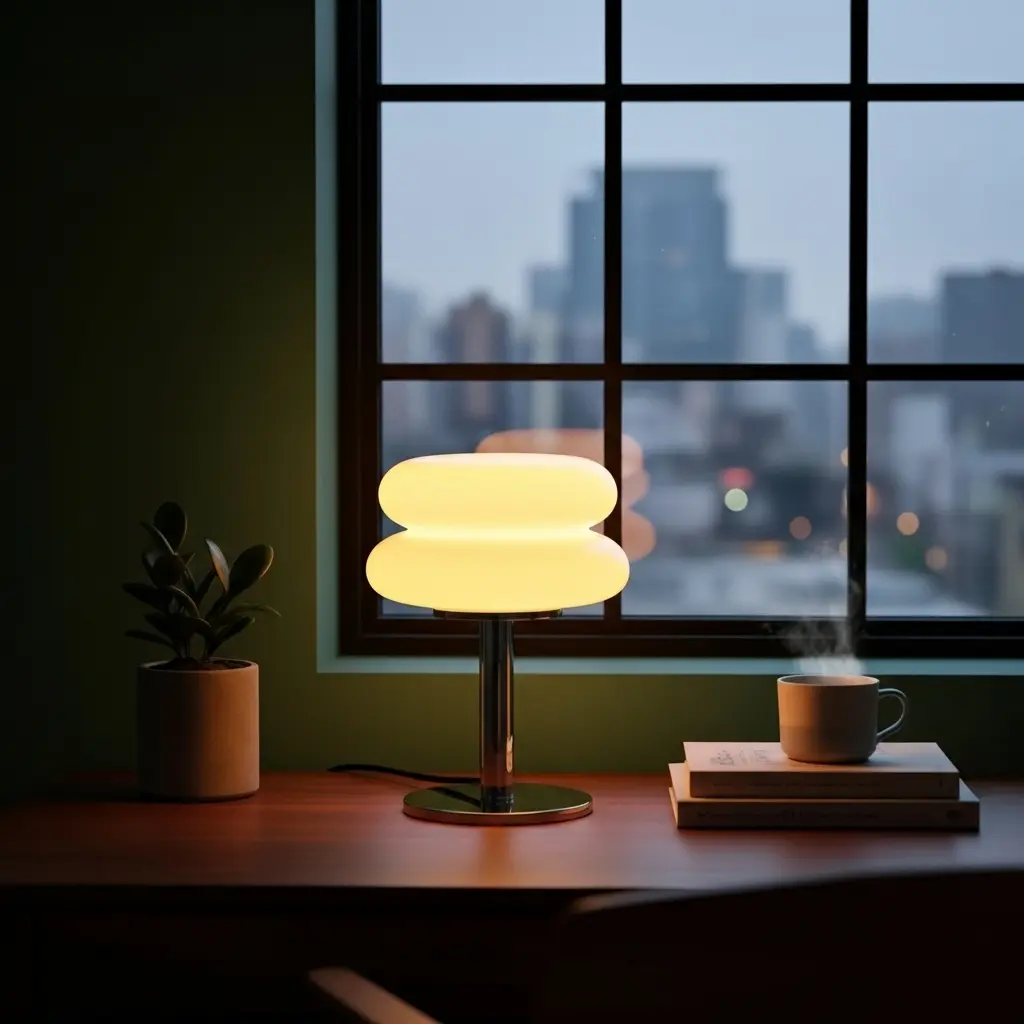 Lampe de table orange design rétro - Image 2