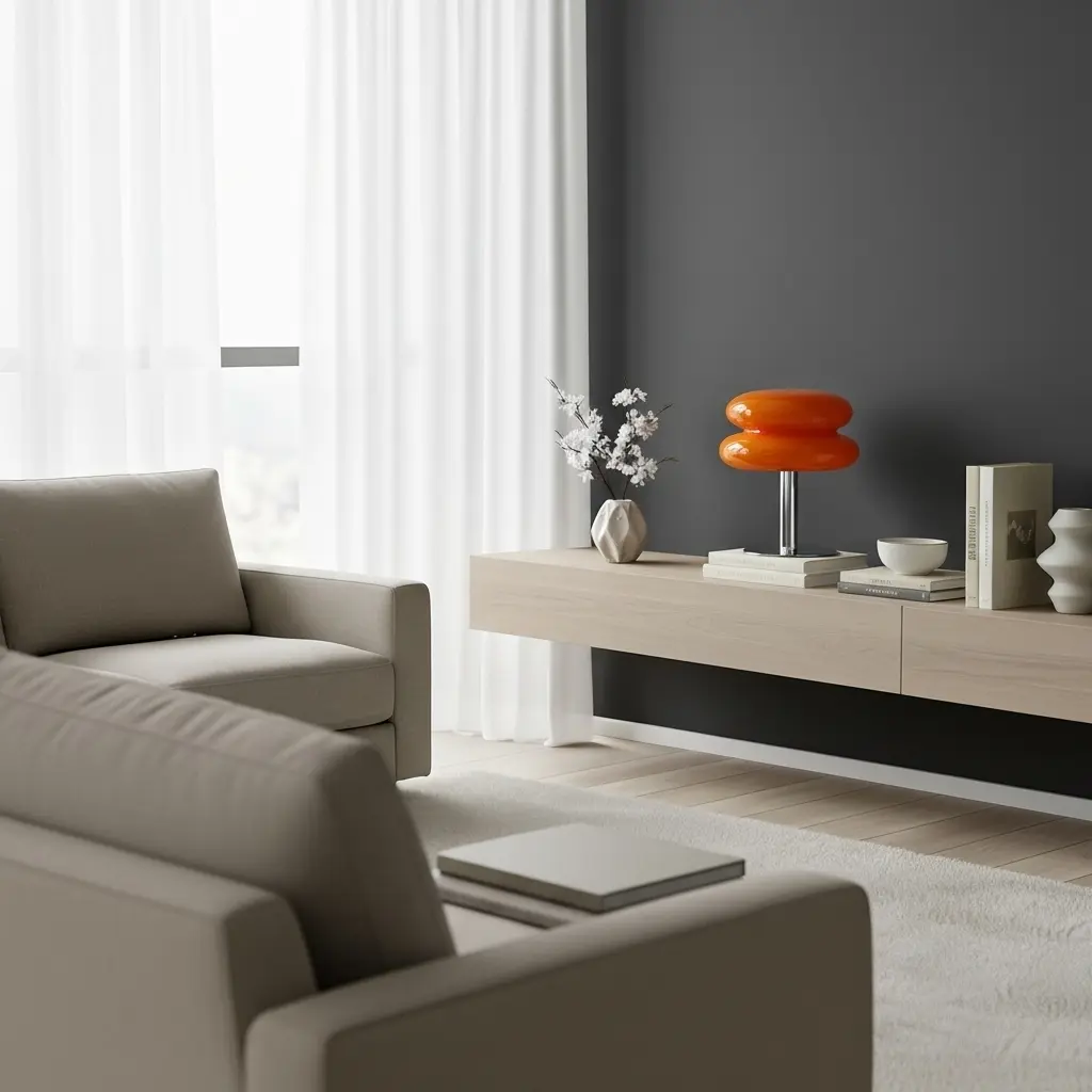 Lampe de table orange design rétro - Image 8