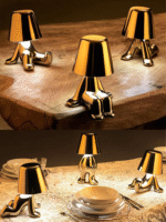 Lampe de chevet tactile dorée en forme de bonhomme - Image 2