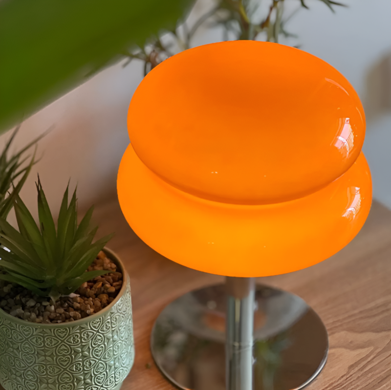 Lampe de table orange design rétro - Image 2