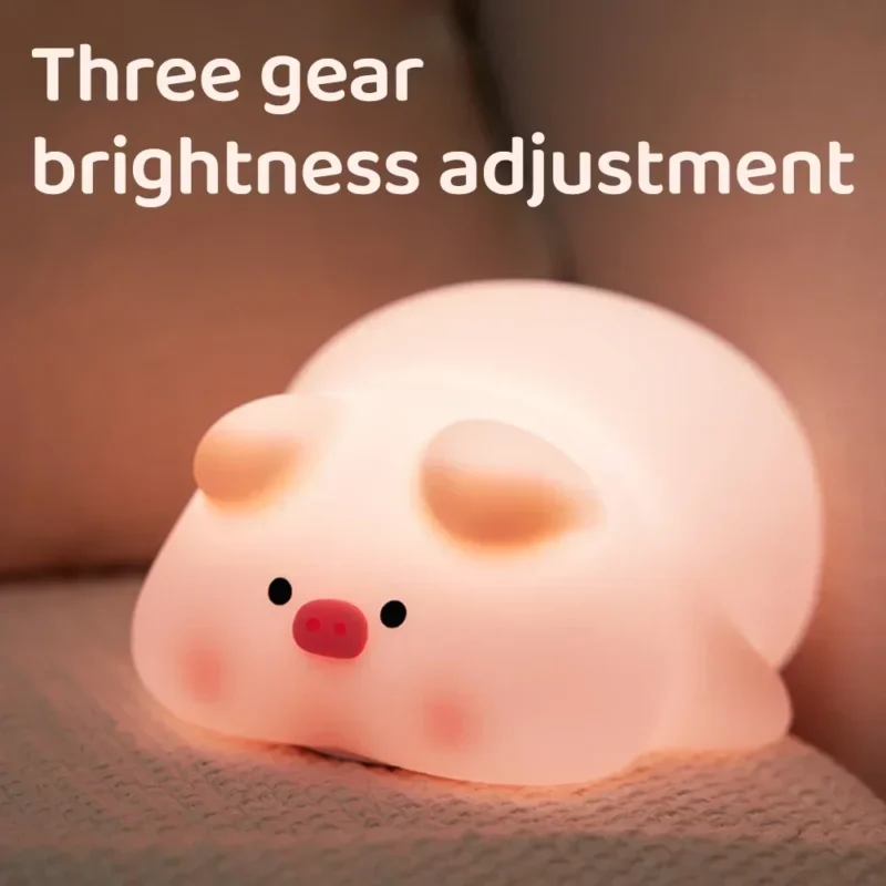 Veilleuse cochon rose rechargeable en silicone - Image 4