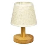 Lampe de chevet en tissu naturel et bois - Image 3