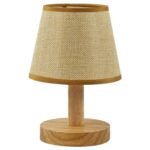 Lampe de chevet en tissu naturel et bois - Image 4