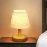 Lampe de chevet en tissu naturel et bois - Image 5