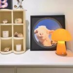 Lampe de table champignon orange design rétro - Image 3