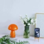 Lampe de table champignon orange design rétro - Image 5