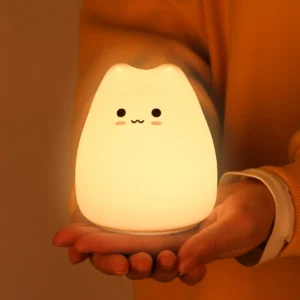 Veilleuse chat LED tactile – lumière douce