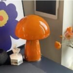 Lampe de table champignon orange design rétro