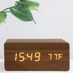 Veilleuse réveil en bois LED avec affichage de température