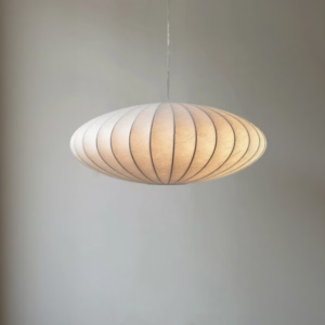 Suspension luminaire en tissu blanc côtelé