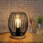 Lampe de table luminaire cage en métal noir