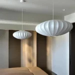 Suspension luminaire en tissu blanc côtelé – Image 5