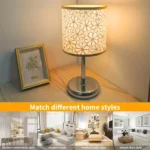 Lampe de table moderne en métal et abat-jour textile – Image 6