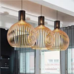 Luminaire suspension bois ajouré - Image 3