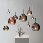 Luminaire suspension boule design en verre métal