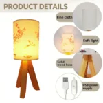 Lampe de table en bois et tissu à lumière douce pour chambre – Image 6