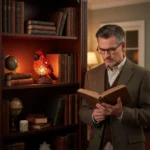 Lampe de table décorative oiseau rouge en résine – Image 3