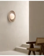 Applique murale en pierre wabi-sabi – Luminaire mural rond - Image 6