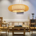 Luminaire suspension en bambou tressé naturel – Image 4