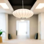 Suspension luminaire en tissu blanc côtelé – Image 6