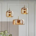 Luminaire suspension en verre fumé ambre