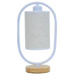 Lampe de table de table en bois et métal à abat-jour textile – Image 4