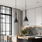Luminaire suspendu noir contemporain pour cuisine et îlot - Image 2