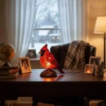 Lampe de table décorative oiseau rouge en résine – Image 5