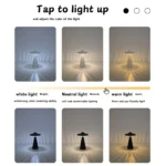 Lampe de table tactile design champignon – Image 4