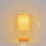 Lampe de table de table en bois et métal à abat-jour textile – Image 5