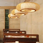 Luminaire suspension en bambou tressé naturel – Image 5