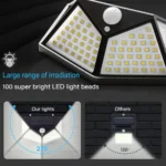 Lampe solaire murale à détecteur de mouvement PIR 100 LED – Image 4