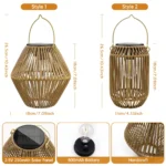 Lanterne solaire décorative en rotin tressé – Image 4