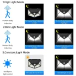 Lampe solaire murale à détecteur de mouvement PIR 100 LED – Image 6