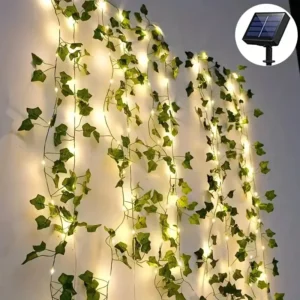 Guirlande solaire LED avec feuillage artificiel