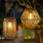 Lanterne solaire décorative en rotin tressé – Image 2