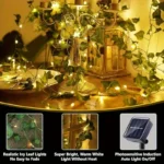Guirlande solaire LED avec feuillage artificiel – Image 6