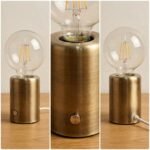 Lampe de chevet vintage dorée à ampoule LED apparente – Image 6