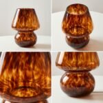 Lampe de table champignon en verre ambré – Image 7