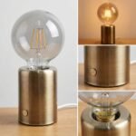 Lampe de chevet vintage dorée à ampoule LED apparente – Image 9