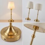 Lampe de chevet dorée classique avec port USB intégré – Image 7