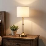 Lampe de chevet dorée classique avec port USB intégré – Image 12