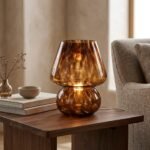 Lampe de table champignon en verre ambré – Image 10