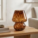 Lampe de table champignon en verre ambré – Image 3