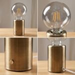 Lampe de chevet vintage dorée à ampoule LED apparente – Image 4