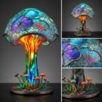 Lampe de chevet champignon psychédélique vitrail – Image 3