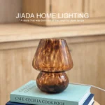 Lampe de table champignon en verre ambré – Image 8