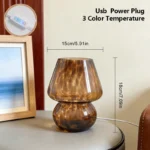 Lampe de table champignon en verre ambré – Image 2