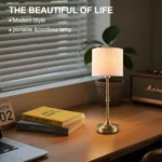 Lampe de chevet dorée classique avec port USB intégré – Image 6